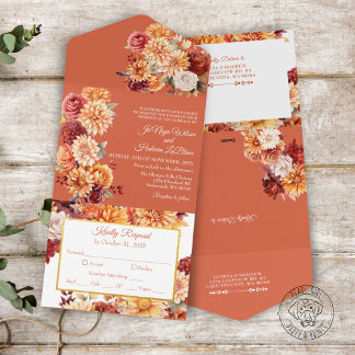 Autumn Floral All in One Convite de casamento