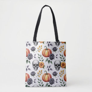 Autumn Floral Halloween Tote Bag