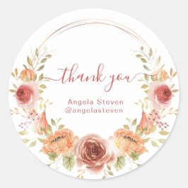 Autumn floral obrigado Adesivo Redondo Clássico