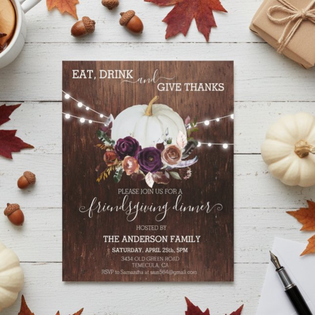 Autumn Floral Pumpkin Dia de Ação de Graças Luzes  (Criador carregado)