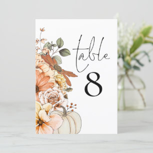 Autumn Floral Pumpkin Número da Mesa