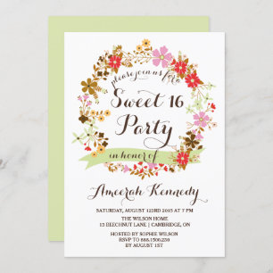 Autumn Floral Wreath Doce 16 Convite