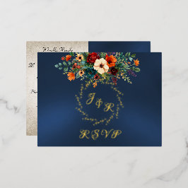 Autumn Floral & Wreath RSVP - Blue