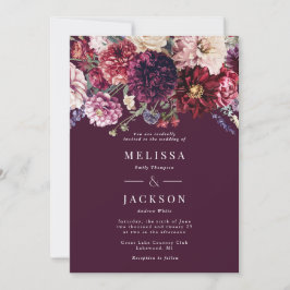 Autumn Flower Dahlia Casamento Convite Burgundy