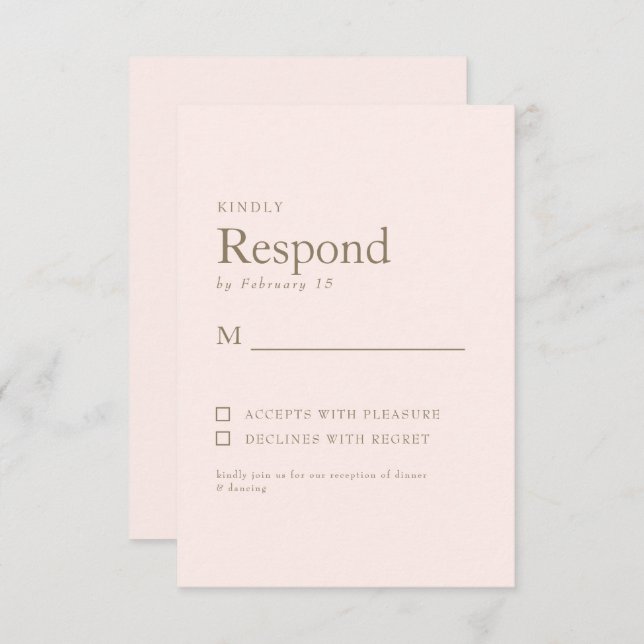 Autumn Foliage Blush Texto Dourado Simples RSVP (Frente/Verso)