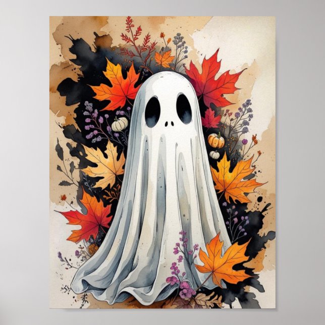Autumn Ghost - Cozy Halloween & Fall Poster (Frente)