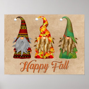 Autumn Gnomos Happy Fall Poster