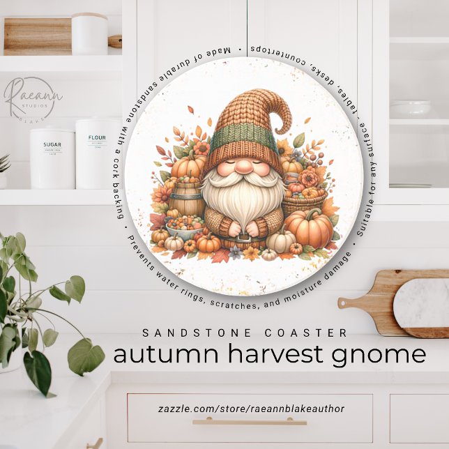 Autumn Harvest Gnome Sandstone Porta copos (Criador carregado)