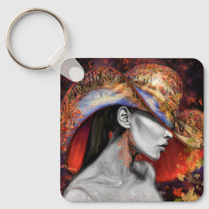 Autumn Lady Chaveiro Pintura Mulher Moderna