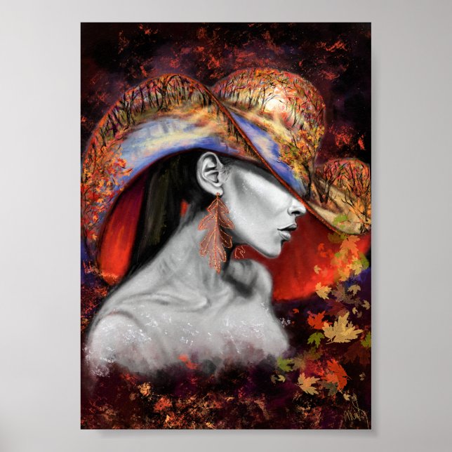 Autumn Lady Poster Impressão - Pintura (Frente)