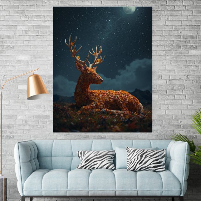 Autumn Leaf Deer Sleeping Under Stars Poster  (Criador carregado)
