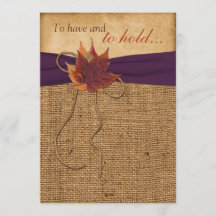 Autumn Leaves, Convite para Casamento FAUX Burlap