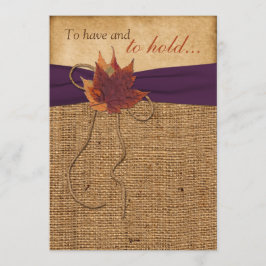 Autumn Leaves, Convite para Casamento FAUX Burlap
