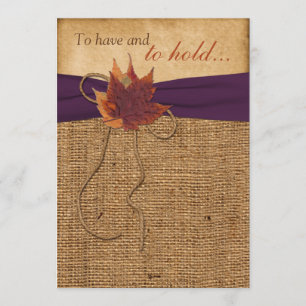 Autumn Leaves, Convite para Casamento FAUX Burlap