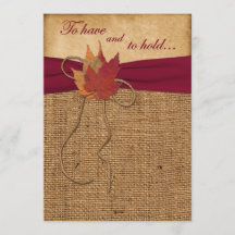 Autumn Leaves, Convite para Casamento FAUX Burlap 