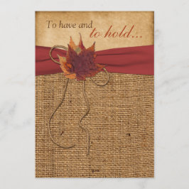 Autumn Leaves, Convite para Casamento FAUX Burlap