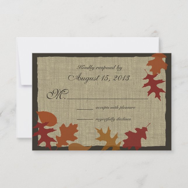 Autumn Leaves e Burlap RSVP (Frente)