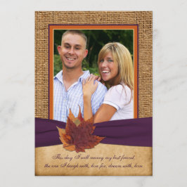 Autumn Leaves, FAUX Burlap PHOTO Convite de casame