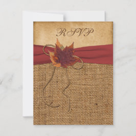 Autumn Leaves, FAUX Burlap RSVP Card