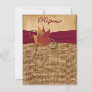 Autumn Leaves, FAUX Burlap RSVP Card 3
