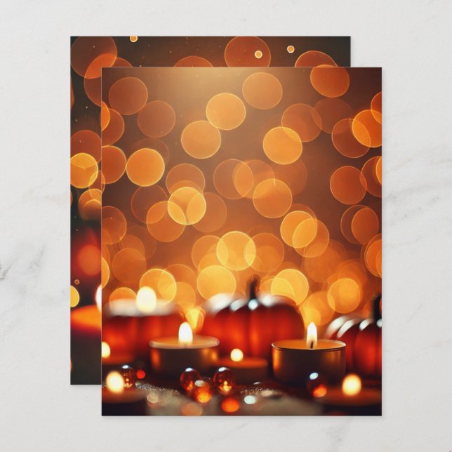 Autumn Lit Pumpkins Bokeh Scrapbook (Frente/Verso)