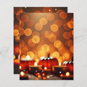 Autumn Lit Pumpkins Bokeh Scrapbook