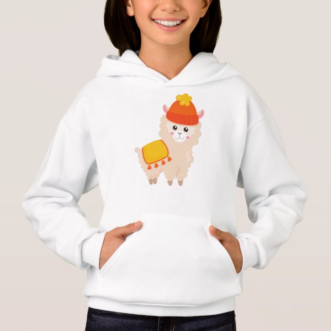 Autumn Llama, Cute Llama, Alpaca, Llama Com Chapéu (Frente)