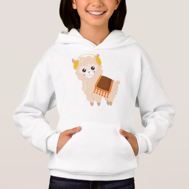 Autumn Llama, Cute Llama, Cute Alpaca, Ear Muff (Frente)