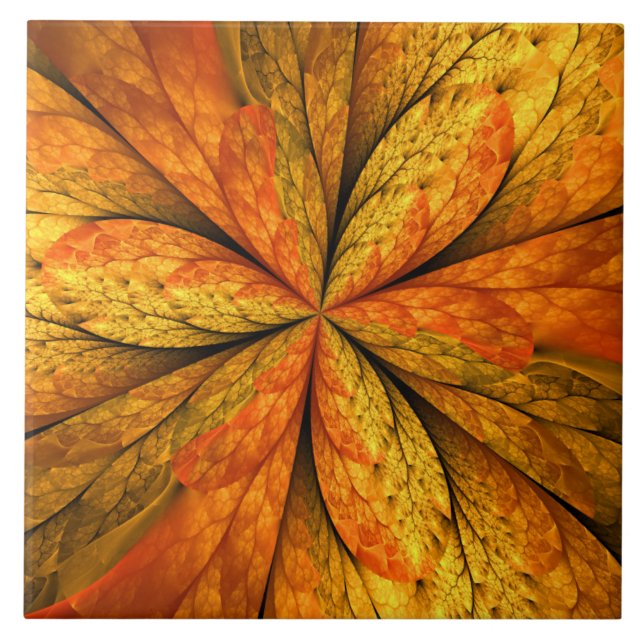 Autumn Plant, Modern Abstrato Fractal Art Leaf (Frente)