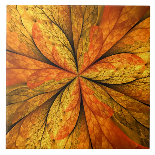 Autumn Plant, Modern Abstrato Fractal Art Leaf (Frente)