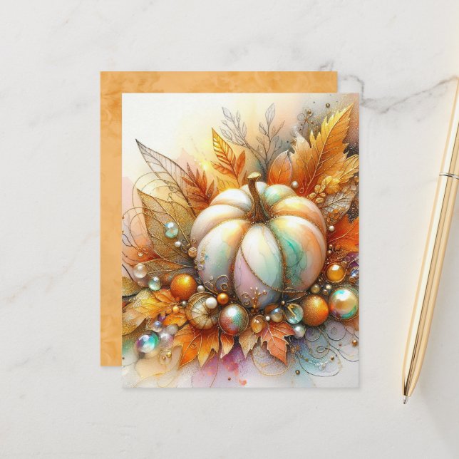 Autumn Pumpkin & Baubles Scrapbook Paper (Frente/Verso In Situ)