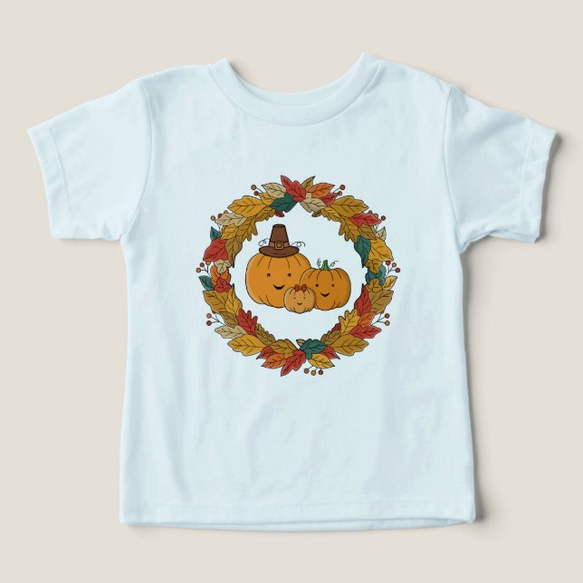 Autumn Pumpkin Family Wreath (Design frontal)