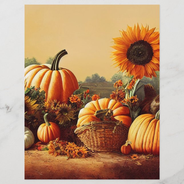 Autumn Pumpkin Sunflower Scrapbook (Frente)