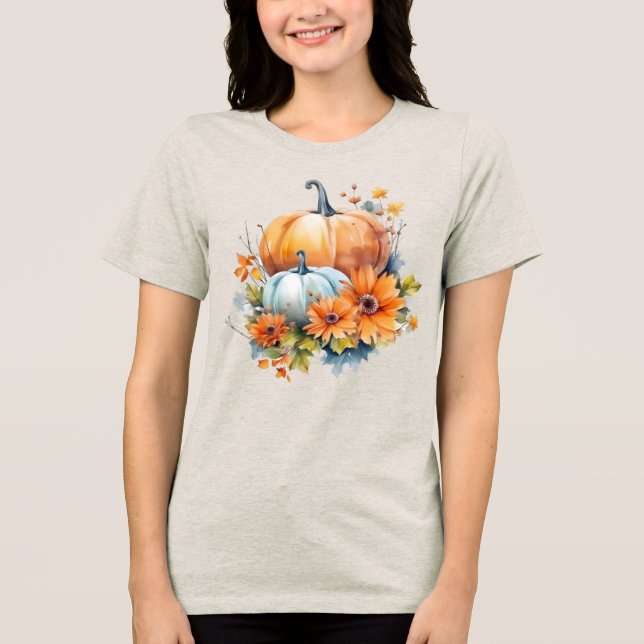 Autumn Pumpkins com Flores e Folhagem (Frente)