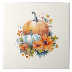 Autumn Pumpkins com Flores e Folhagem