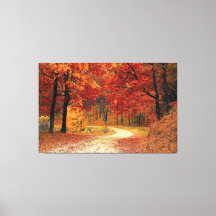 Autumn Red Season Landscape Stretch Canvas Impress