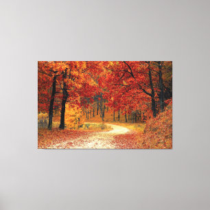 Autumn Red Season Landscape Stretch Canvas Impress