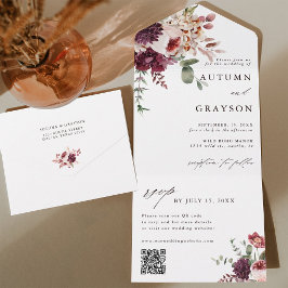 Autumn Romance Elegant Floral Wedding Código QR