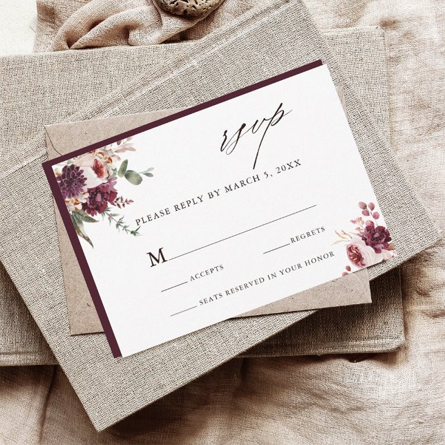 Autumn Romance Watercolor Floral Weding RSVP (Criador carregado)