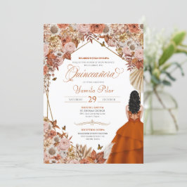 Autumn Rust Orange Deixa Quinceanera Convite