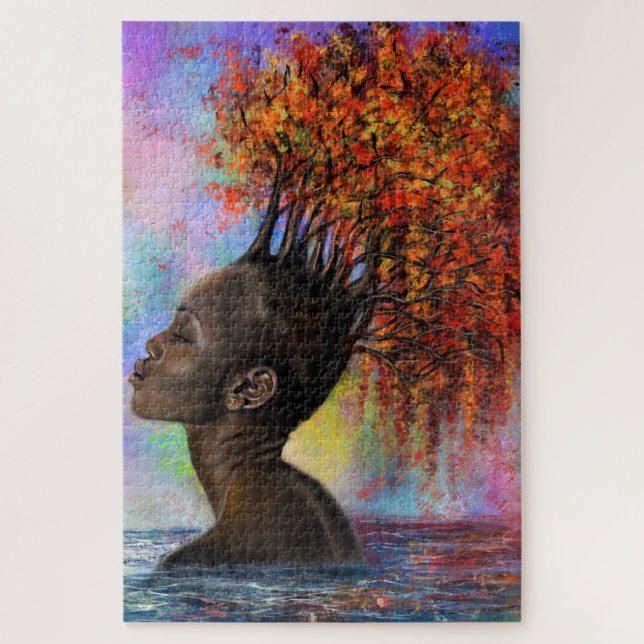 Autumn Sentando pintura de Quebra-cabeça (Vertical)
