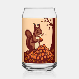 🐿️ Autumn Squirrel Can Shaped Glass