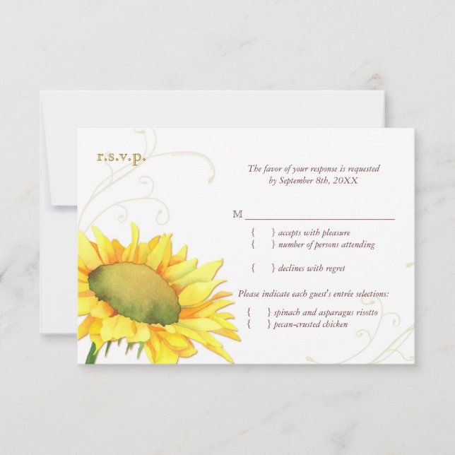 Autumn Sunflower Wedflower Meal Choice RSVP (Frente)