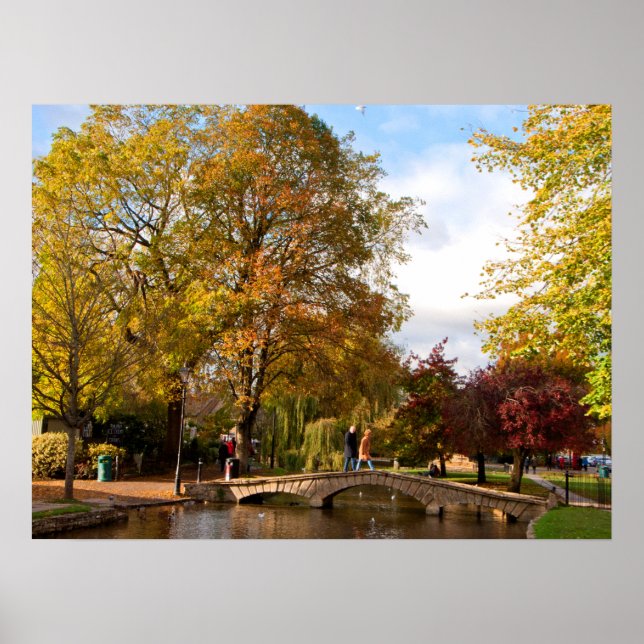Autumn Trees Bourton on the Water Cotswolds Poster (Frente)