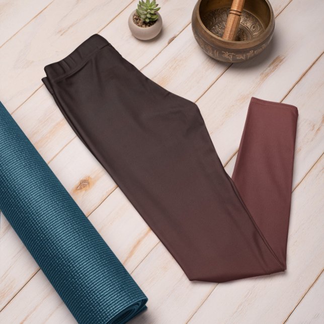Autumn Trend Color Mahogany Brown Ombre Leggings (Mockup 1 Mahogany Brown)