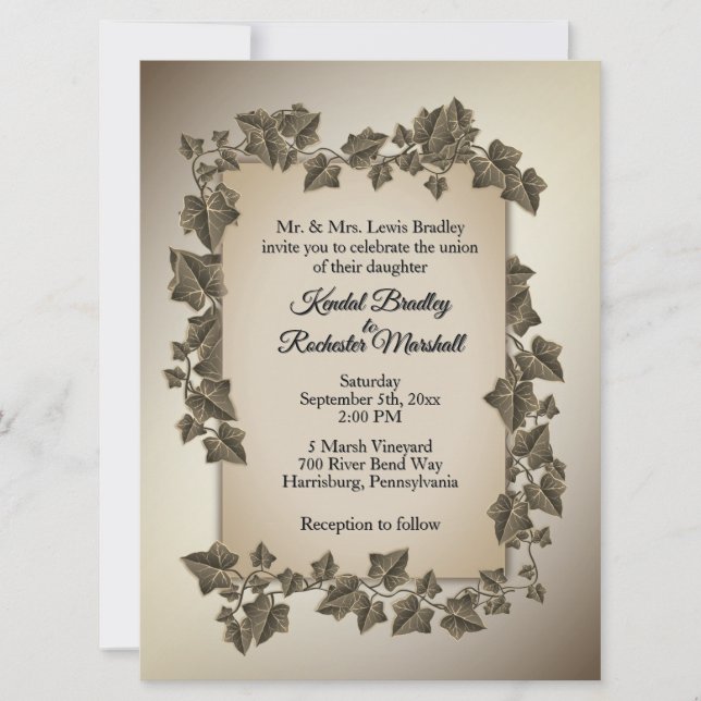 Autumn Vines Convite Para Casamento De 6,5" x 8,75 (Frente)