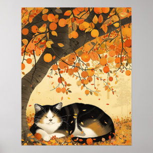 Autumn Wall Art, Impressão de gatos, Watercolor Au