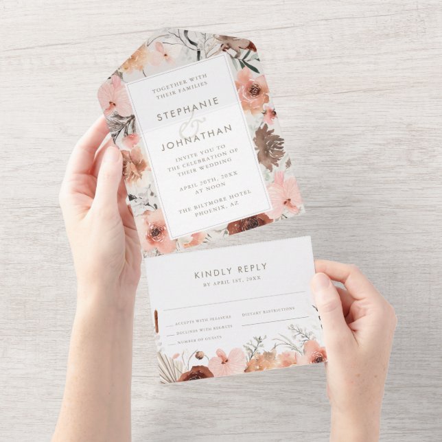 Autumn Watercolor Boho Floral Wedding (Aba destacável)