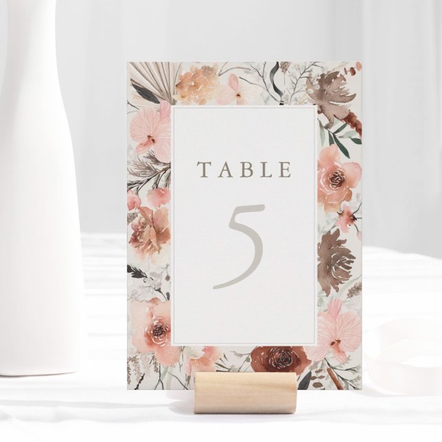 Autumn Watercolor Boho Wedch Table Number (Autumn Watercolor Boho Wedding Table Number Sign)