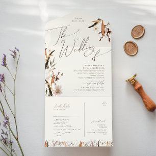 Autumn Wildflower Beige Casamento de Selo e Envio